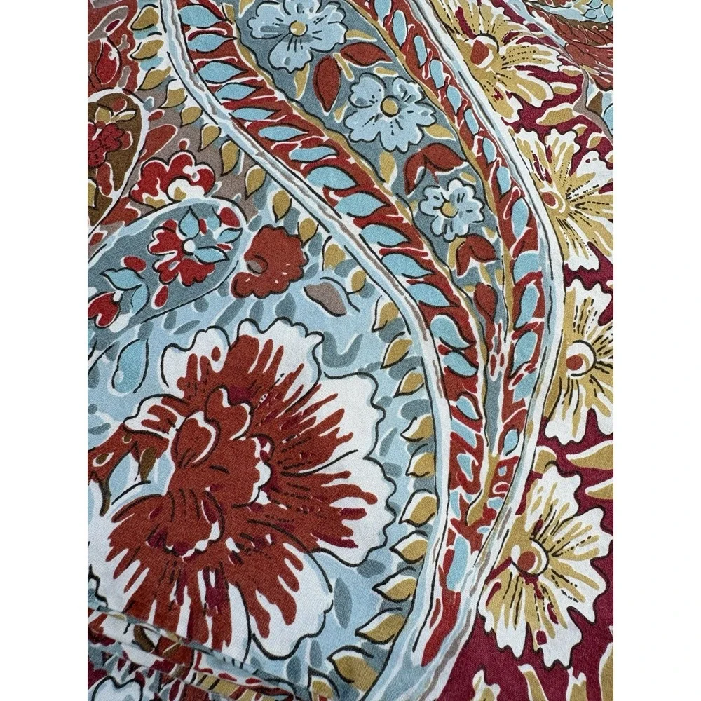 Pottery Barn Bella Paisley Cotton Duvet Cover Colorful Floral King Earthy